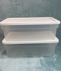Vintage Rubbermaid 701H Storage Boxes Set 2 White Lids Clear 2218 USA
