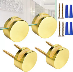 Golden Upgraded 3-5Mm Frameless Mirror Mounting Hardware 4 Pack Dual-Screw Fixin