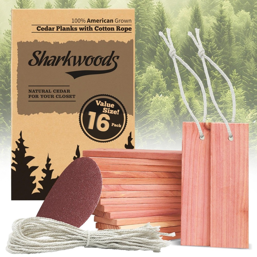 Cedar Blocks for Clothes Storage – 16 Pack Red Cedar Planks, 100% Natural Aro…
