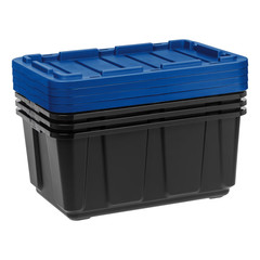 IRIS USA 27 Gal Stackable Storage Containers 4 Pack Heavy Duty Tote Boxes