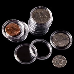 60X Coin Holder Capsules Case 40.6mm Clear for 1 Oz Silver Dollar w/ Storage Box
