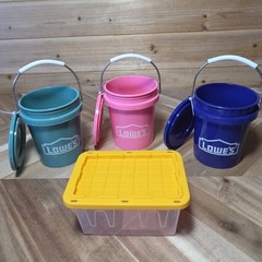 Lowe’s Teeny Tote Mini Storage Container & Lowes Tiny Bucket w/Lid NEW HTF