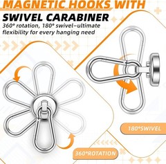 Strong Magnetic Hooks, 6 Pack 70Lbs Neodymium Grade-52 Magnet Hooks Heavy Duty,