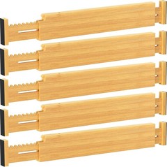 2.36″ High 5 Pack Bamboo Drawer Dividers, 14.2-22″ Expandable Kitchen Drawer …