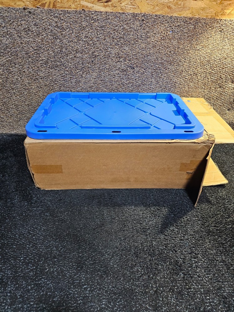 (QTY 8) 27 Gallon 30-1/4″ x 20.5″ Heavy Duty Tote Bin Blue Cover Top Lid Only
