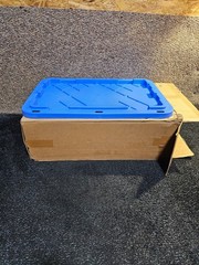 (QTY 8) 27 Gallon 30-1/4″ x 20.5″ Heavy Duty Tote Bin Blue Cover Top Lid Only