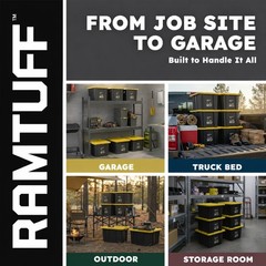 Ramtuff 6 Pack Heavy Duty Stackable Storage Container, Snap-Tight Lid, 27 Gallon