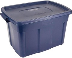 Tote 25 Gal, 4 Pack, Made in USA, Dark Indigo Metallic, Rugged Plastic Stackable