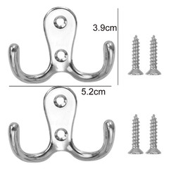 10/2Pcs Coat Hooks Wall-Mounted 2 Hole Towel Hanger for Coats Hat Clothing Home
