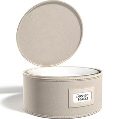 Beige Fabric Dinnerware Storage, 12 In. X 6.25 In. China Plate Container Organiz
