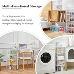Durable Clear Plastic Storage Bins with Lids, 6 Count, Elegant Magnetic Closure