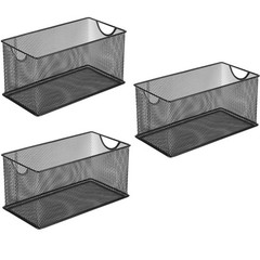 GoldOrcle Set of 3 Household Wire Mesh Metal Steel 10.5″ x 5.5″ x 5.5″, Black