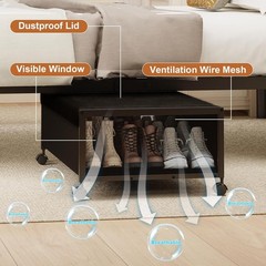 2 Pack Under the Bed Storage Containers,10 inch Height Under Bed Shoe