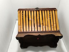 Bamboo Basket Container w/ Metal Latch 12 In High x 10 In Length Vintage China