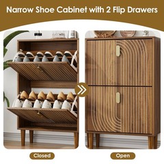 Line Groove Walnut Buffet Sideboard Cabinet 2 Door Accent Storage Cabinet