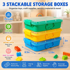 Stackable Sensory Bin Set for Toddlers – 3 Durable Storage Containers