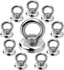 Strong Magnetic Hooks 10 Pack, 60/100 LBS Pulling Force Rare Earth Neodymium
