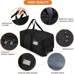 2 Pack Extra Heavy Duty Large Moving Bags, Clothes Storage Totes with 2 Wheels