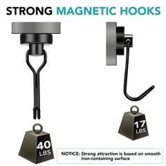 DIYMAG Black Magnetic Hooks, 40LBS Strong Magnetics Heavy Duty, Magnet Hook …