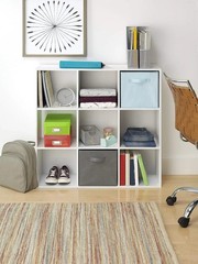 Elegant 9 Cube Storage Organizer – Stackable MDF Bookshelf in White Finish