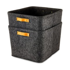 Large Gray Felt Decorative Storage Basket 16.5 in x 14 in x 10.5 in