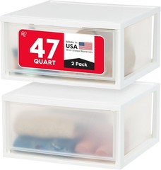 47 Qt. Extra-Large Stackable Storage Drawer Plastic Drawer Organizer W/ Clear