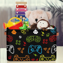 Collapsible Game Controller Storage Basket for Toys & Clothes, 15″x11″x9.5