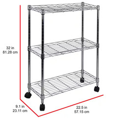 Chrome 3-Tier Metal Garage Storage Shelving Unit 9.1 In. W X 32 In. H X 22.50 In