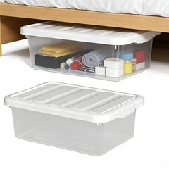 14 Quart Clear Storage Latch Box Plastic Organizing Bin White Lid 2 PCS