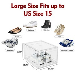 6-Packs Magnetic Drop Side Shoe Box Storage Containers Sneaker Display Cases