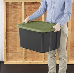 Sterilite 17.5 Gallon EZ Carry Storage Tote with Handles, Gray/Green, 6 Pack