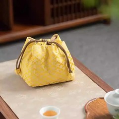 16cm Vintage Chinese Yun Brocade Tea Set Storage Bag Thickened Shockproof Pouch