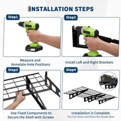 2pcs 2 x 6FT Garage Wall Shelving Wall Mounted Heavy Duty Shelving Easy Assembly