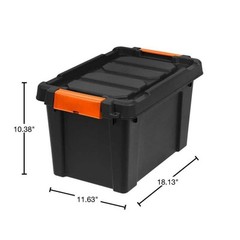 Stackable Storage Tote Bin Plastic Container Box Heavy-duty Black 20Qt 4 Pack