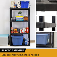 Hyper Tough Plastic Storage Shelves Garage Shelving Unit 4-Tier 57″H x 14″D x 30