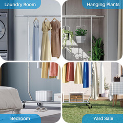 HOKEEPER Clothes Rack, Rolling Clothing Racks for Hanging Clothes, Portable Clot
