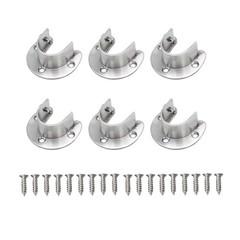6 PCS UShape Closet Rod Bracket Set Universal Fit Wood Steel PVC Pipes
