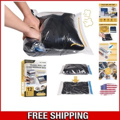 Travel Compression Bags – 12 Durable PA+PE Bags for Ultimate Packing Efficiency