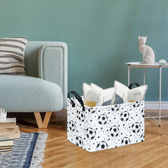 Kids Storage Basket with Soccer Print, 14.5″ x 10.2″ x 9.1″, Waterproof with Lea