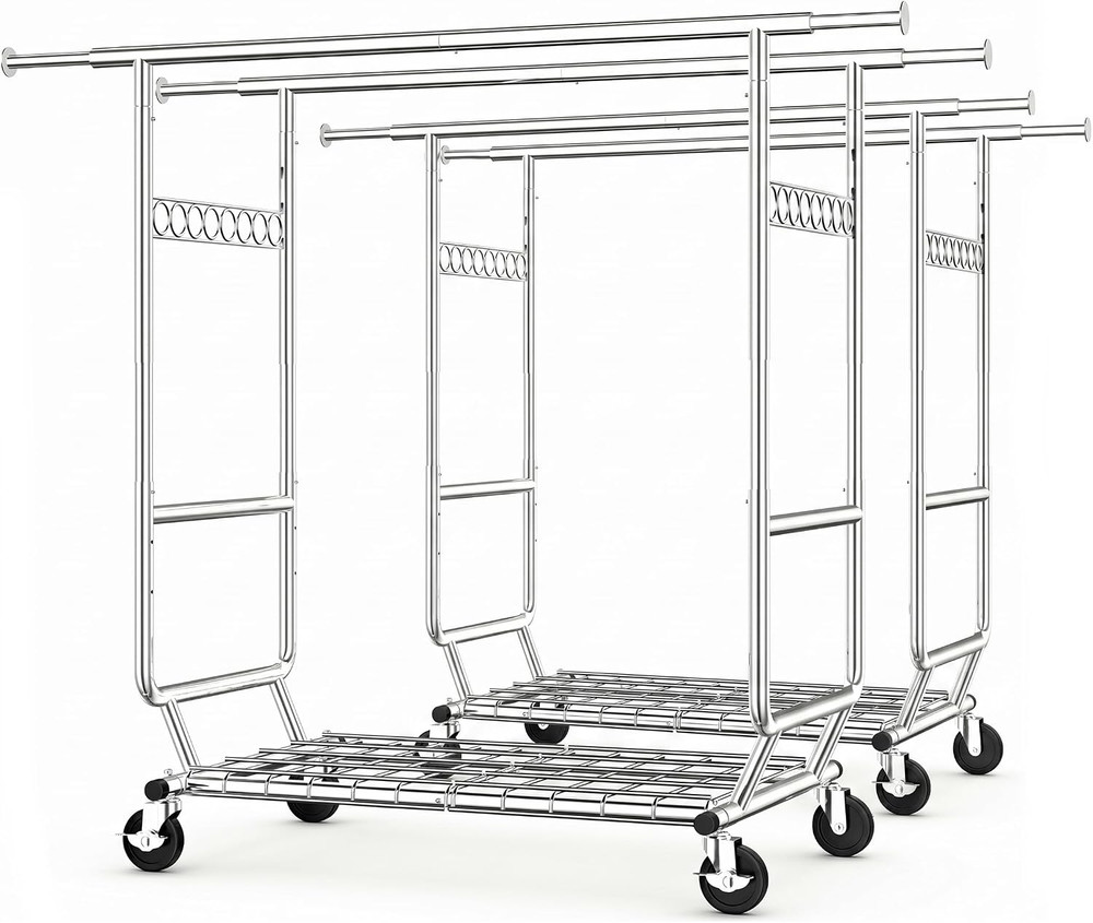 Clothes Rack Heavy Duty Clothing Rack Load 650 LBS Collapsible Garment Rack with