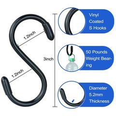 3 Inch Vinyl Coated S Hook,S Hooks for Hanging Plants ,10 bundle Non Slip Hea…