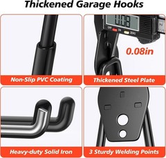20 Pack Heavy Duty Garage Hooks,Solid Steel Wall Mount Hangers,with Anti-Slip…
