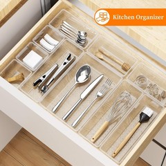 32 PCS Clear Plastic Drawer Organizer Set 4-Size vanity Trays and Storage Bins