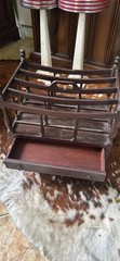 Wood Freestanding Magazine Rack w/ Drawer & Bottom Tray, Brown Traditional