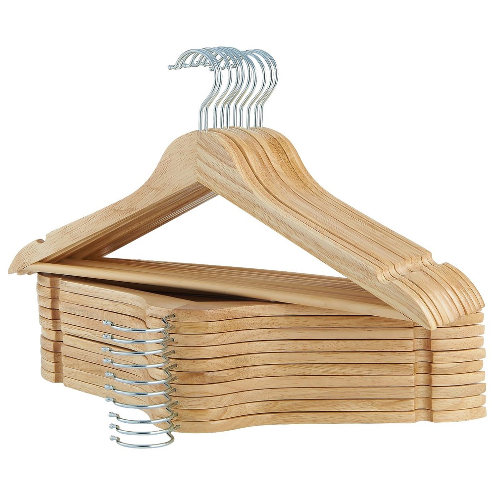 ELONG HOME Solid Wooden Hangers 20 Pack, Wood Suit Hangers with Extra Smooth …