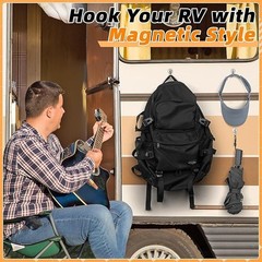6 Pack Magnetic Hooks with Swivel Carabiner, 70LBS Neodymium Magnet Hooks Heavy.