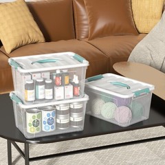 8-Pack 14 Qt Clear Organizing Container with Lid, Plastic Latch Box with Handles