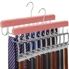 Cedar 2 Pack 2 in 1 Belt Tie Hanger Closet Organizer Max 60 Belts Capacity