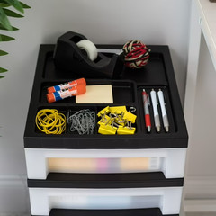 IRIS 5-Drawer Narrow Plastic Storage Drawer Cart with Organizer Top, Black