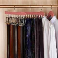 Cedar 2 Pack 2 in 1 Belt Tie Hanger Closet Organizer Max 60 Belts Capacity